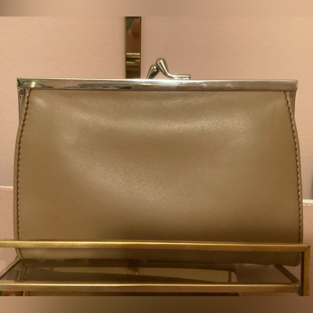 Prada Tan Leather Kiss-lock Coin Pouch - Picture 2 of 3